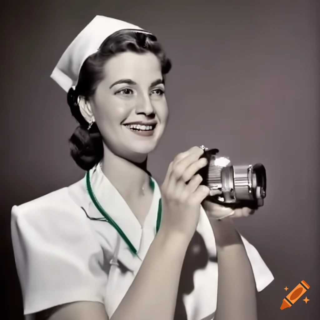 Smiling 1950s Italian-American female nurse