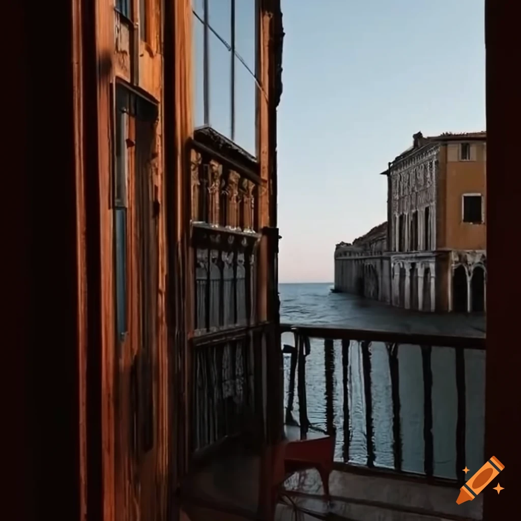 Cozy room with a view of the channels of Venice in the summer