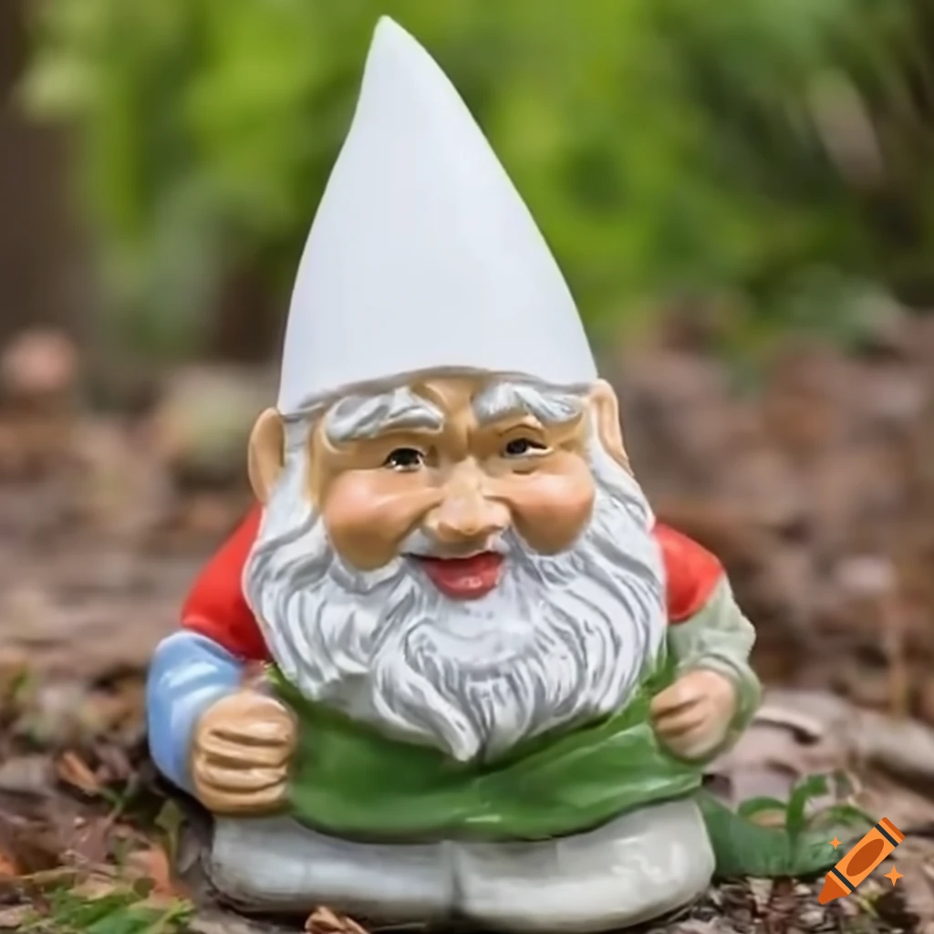 Garden gnome with a pointy white hat