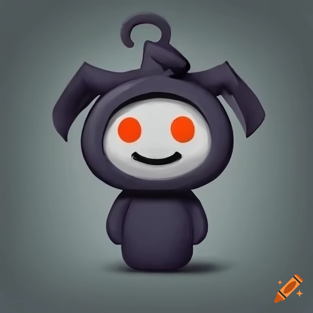 Reddit mascot meets Grim Reaper in a dark, digital landscape