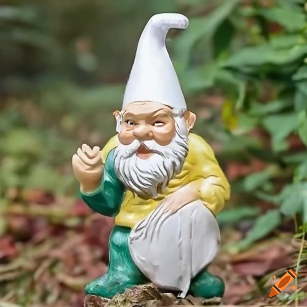Garden gnome with a pointy white hat