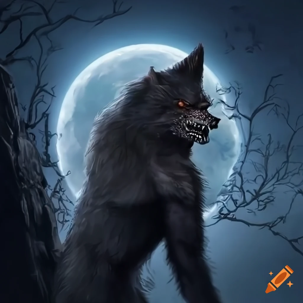 Fierce werewolf in moonlight