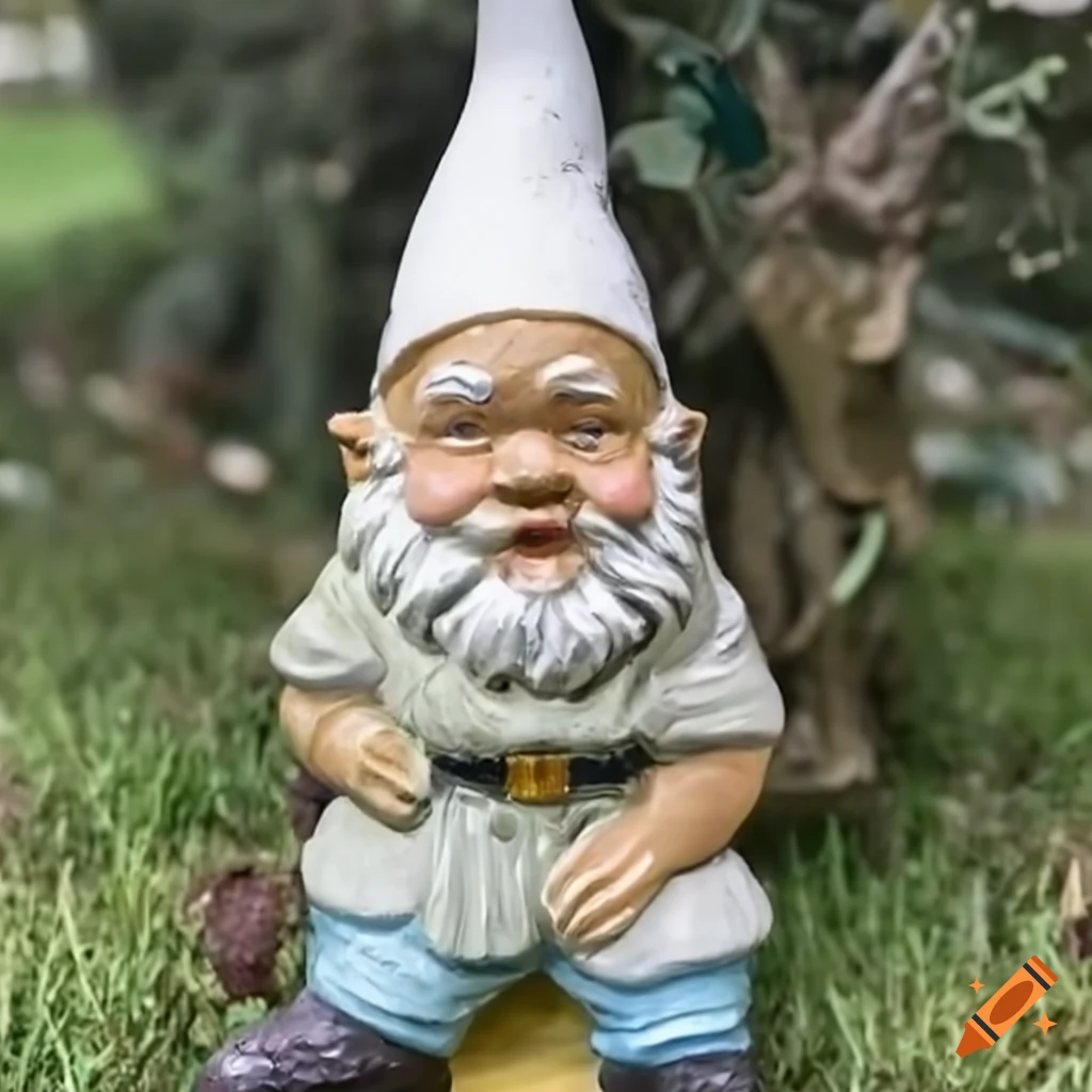 Garden gnome in a white hood reminiscent of Mexico