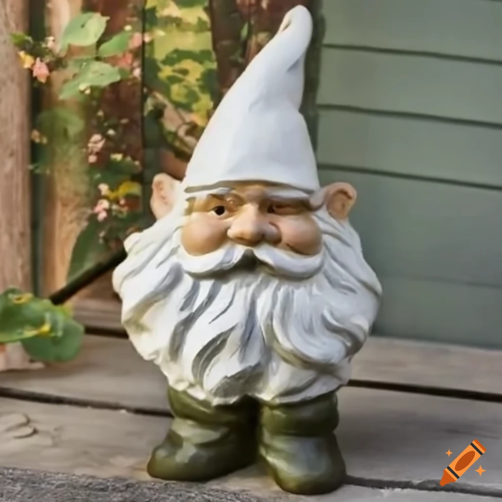 Garden gnome in a pointy white hood