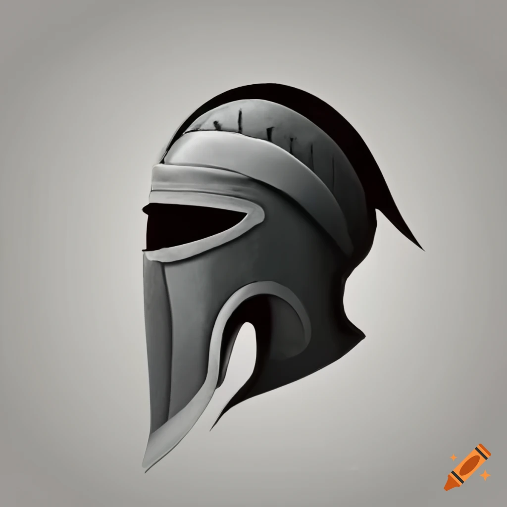 Helmet collage featuring a knight profile in a unique sideways design