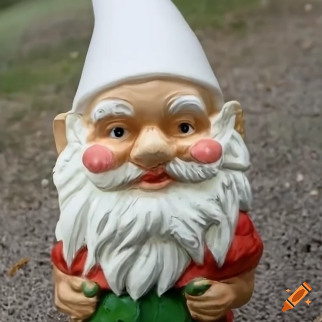 Garden gnome wearing a pointy white hood