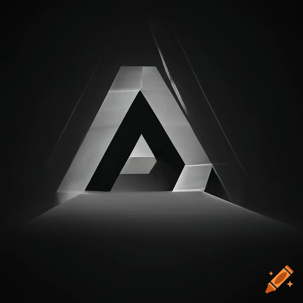 Penrose triangles optical illusion in surreal black and white architecture