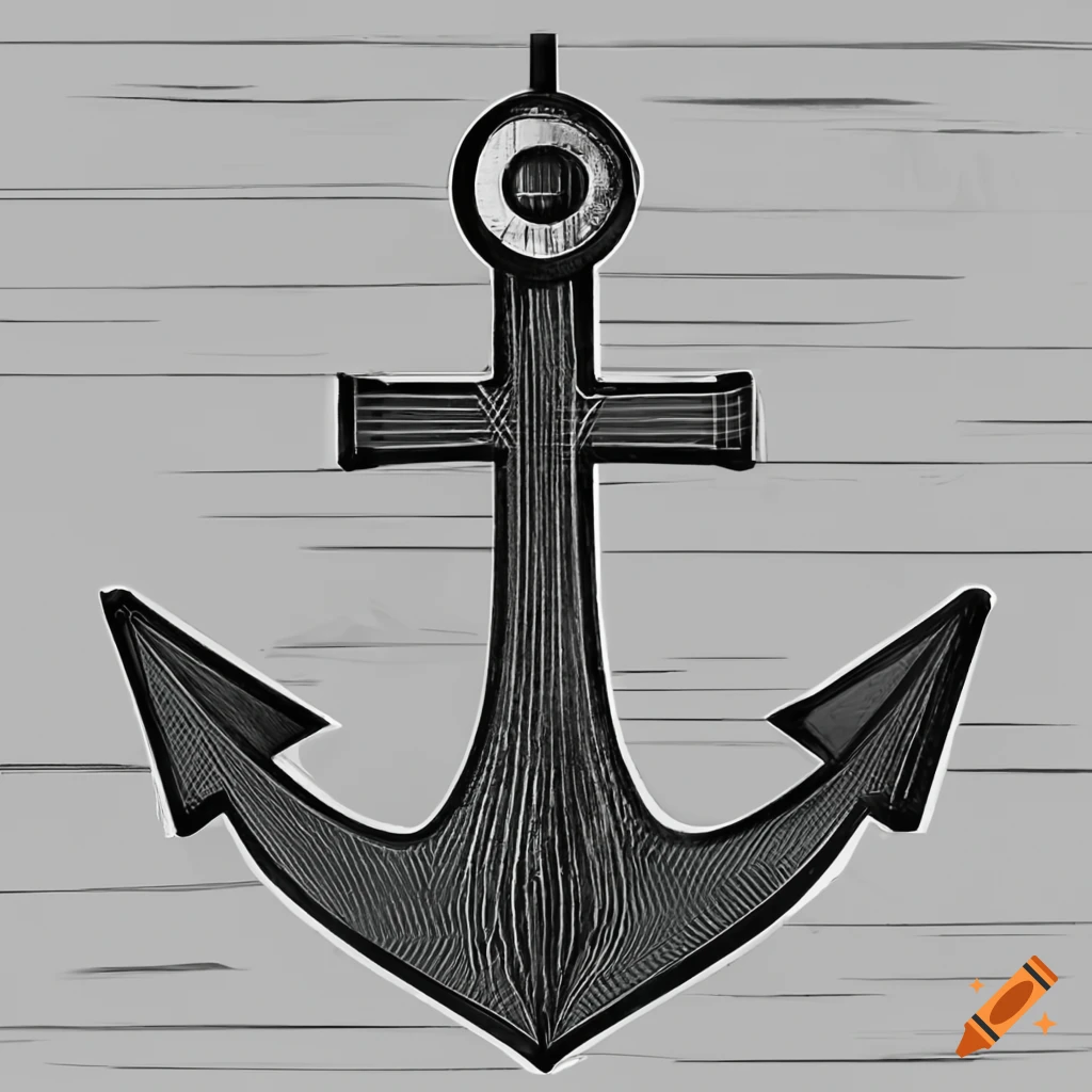 Art Deco anchor guitar design in 2D art style