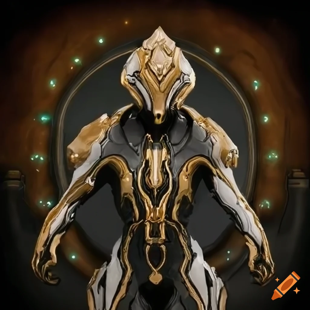 Warframe design named 'Noah' in gold and white colors with space nebulae background