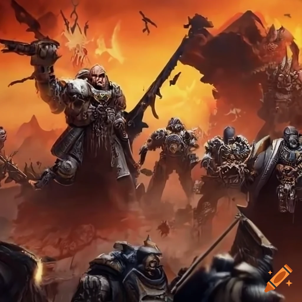 Warhammer armies clashing on the battlefield
