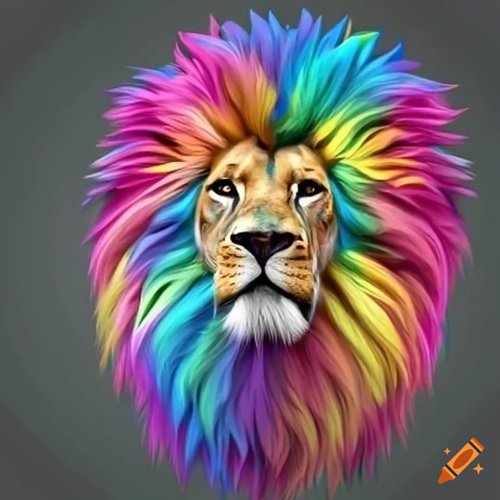 Rainbow colored lion