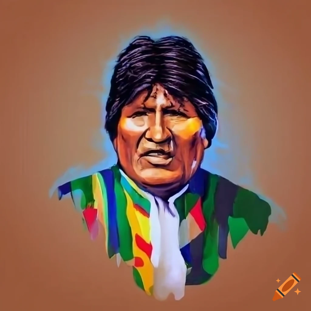 Painting of Bolivian former president Evo Morales in Banksy style