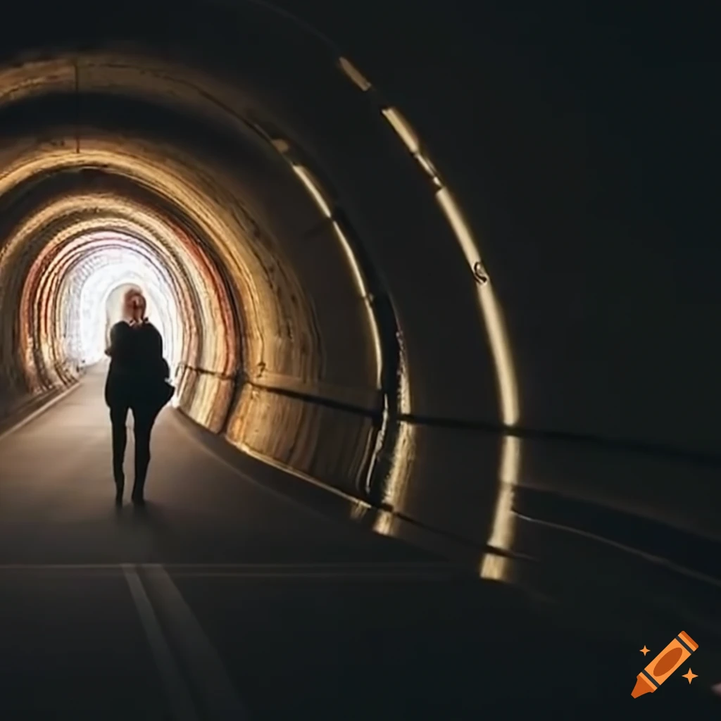Elderly woman in a car tunnel