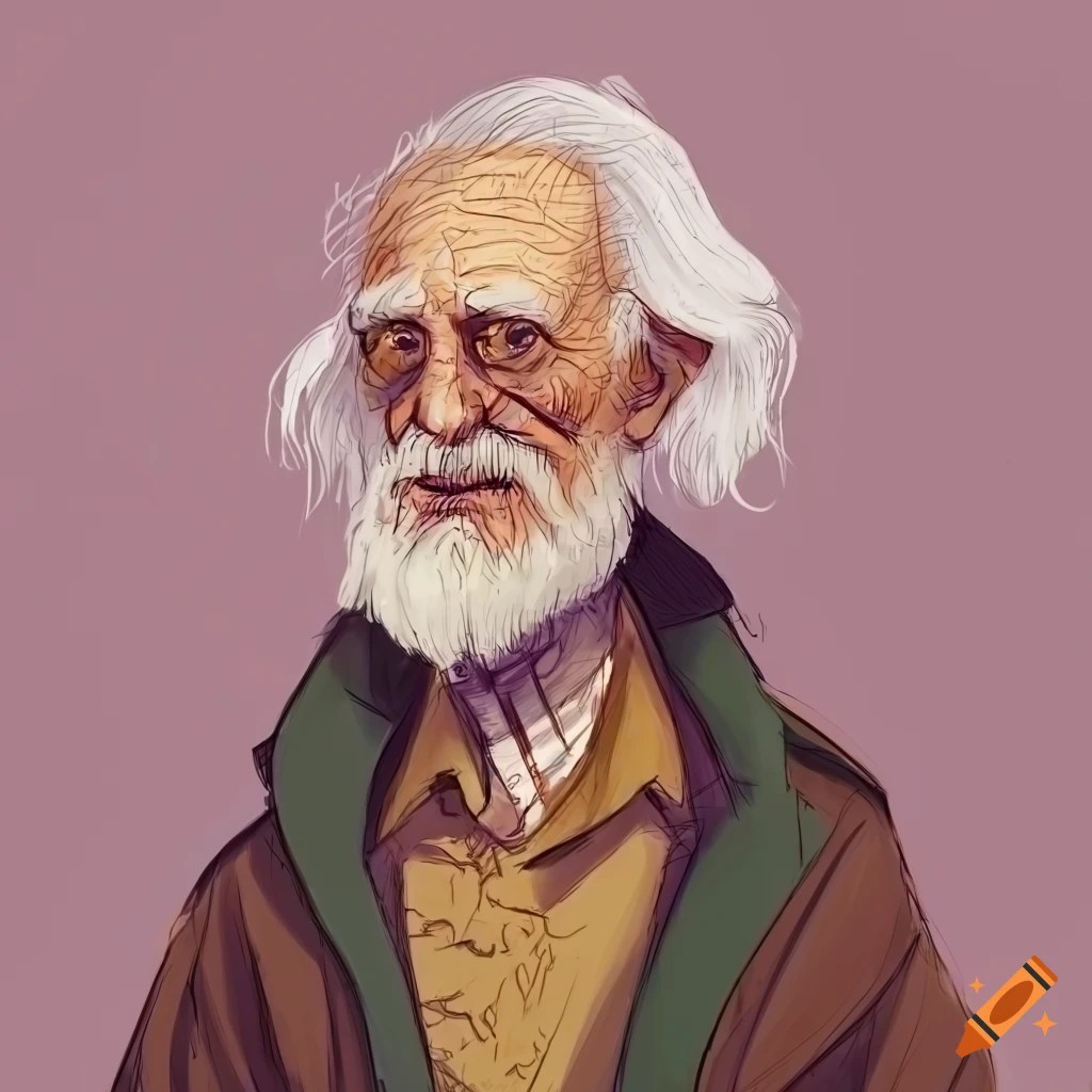 Modern wizard depicted as an elderly man