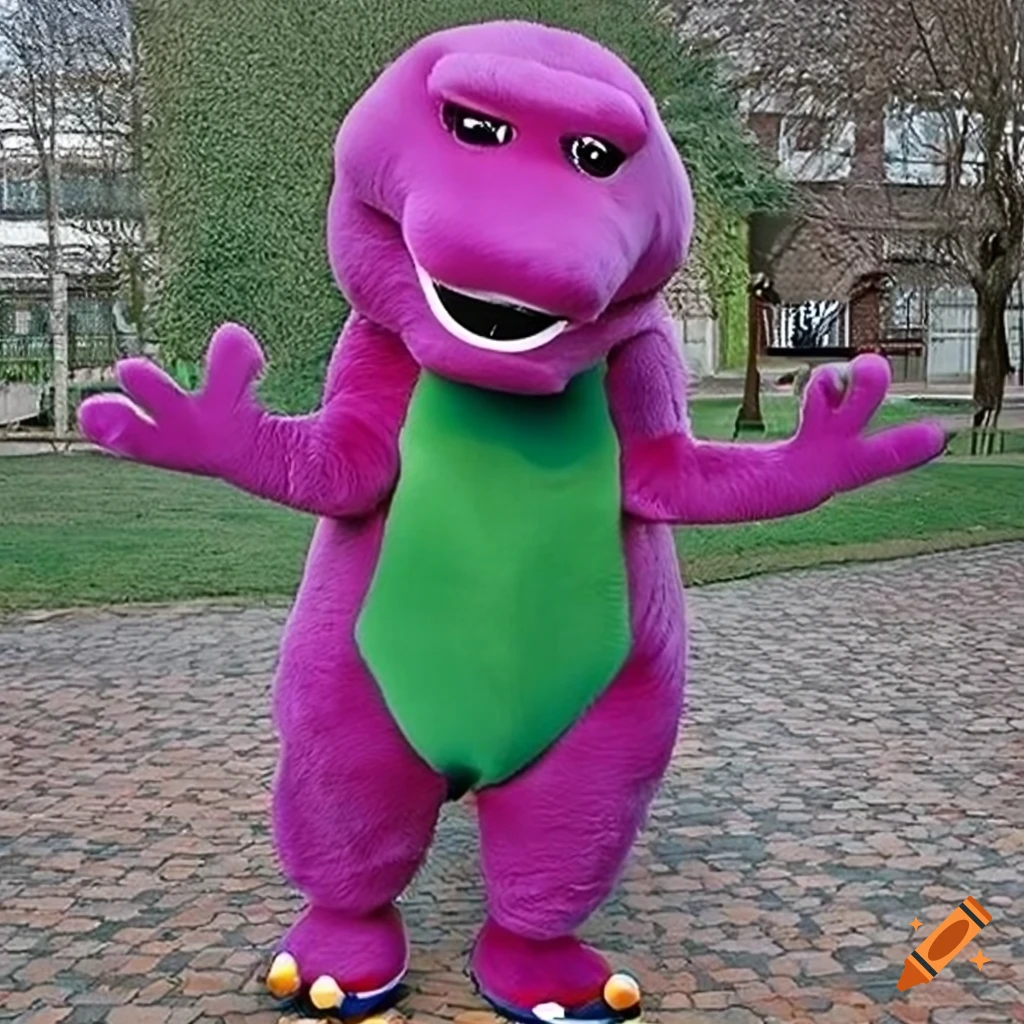 Close up Of A Bear In Barney The Dinosaur Costume On Craiyon close-up-of-a-bear-in-barney-the-dinosaur-costume-on-craiyon