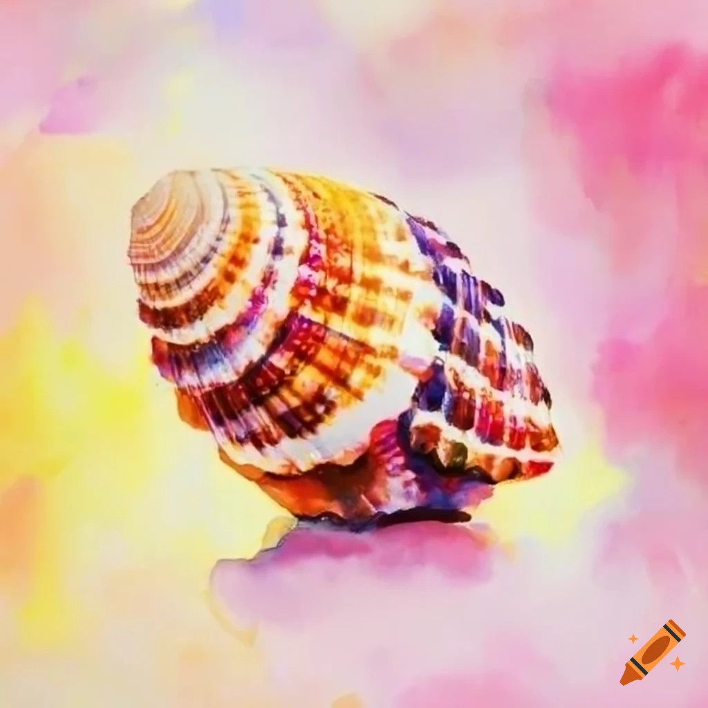 Colorful watercolor seashells