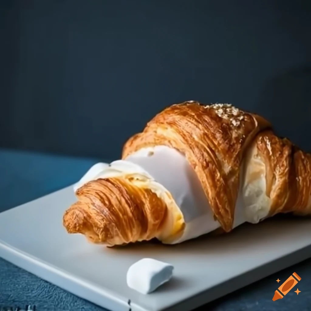 Croissant sandwich filled with marshmallow