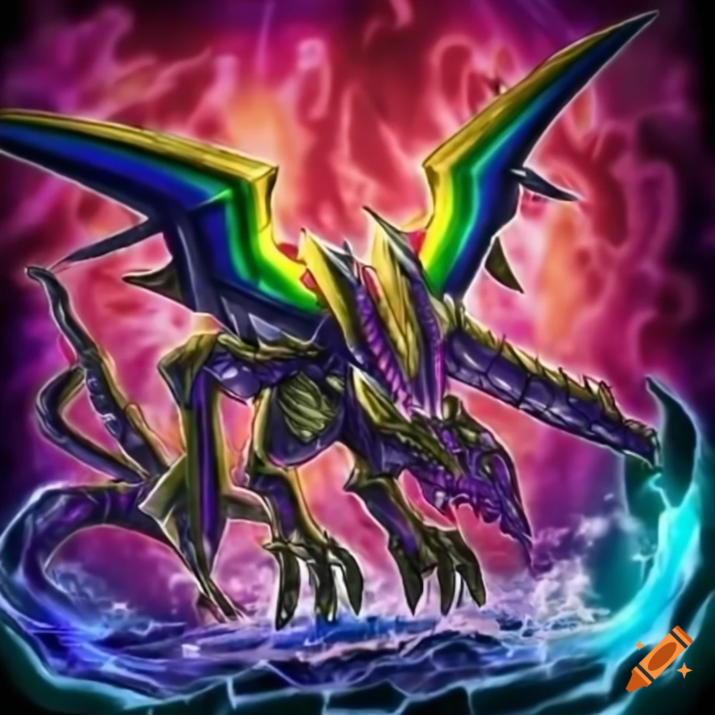 Custom Yu-Gi-Oh monster card: Rainbow Dragon of the End on Craiyon