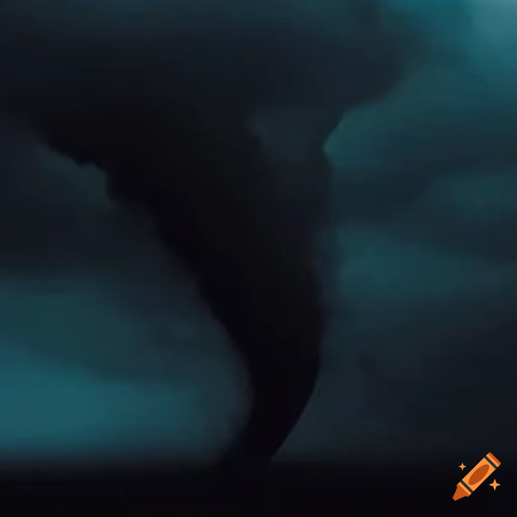 Silhouette of tornado under dark storm cloud