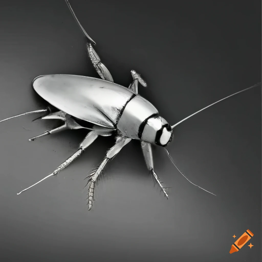 Silvery-white metal cockroach