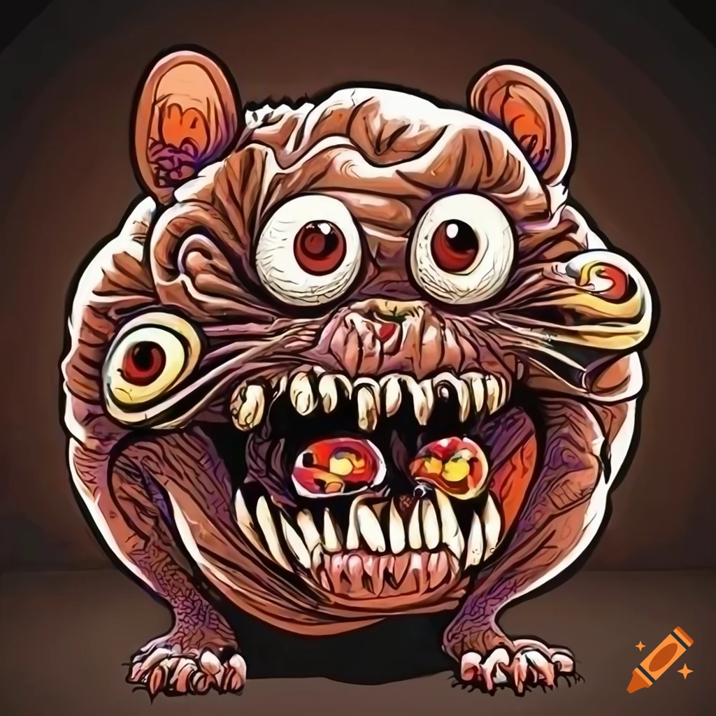 80s cartoon style monster rat similar to Madballs design
