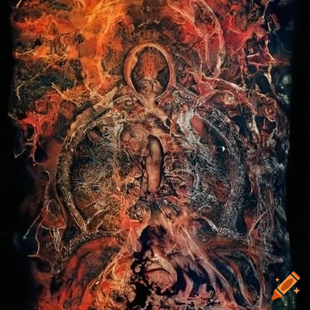 Baroque baron in pandemonium landscape with hellish elements