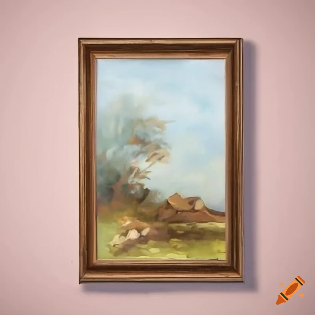 Narrow wooden frame of a large painting