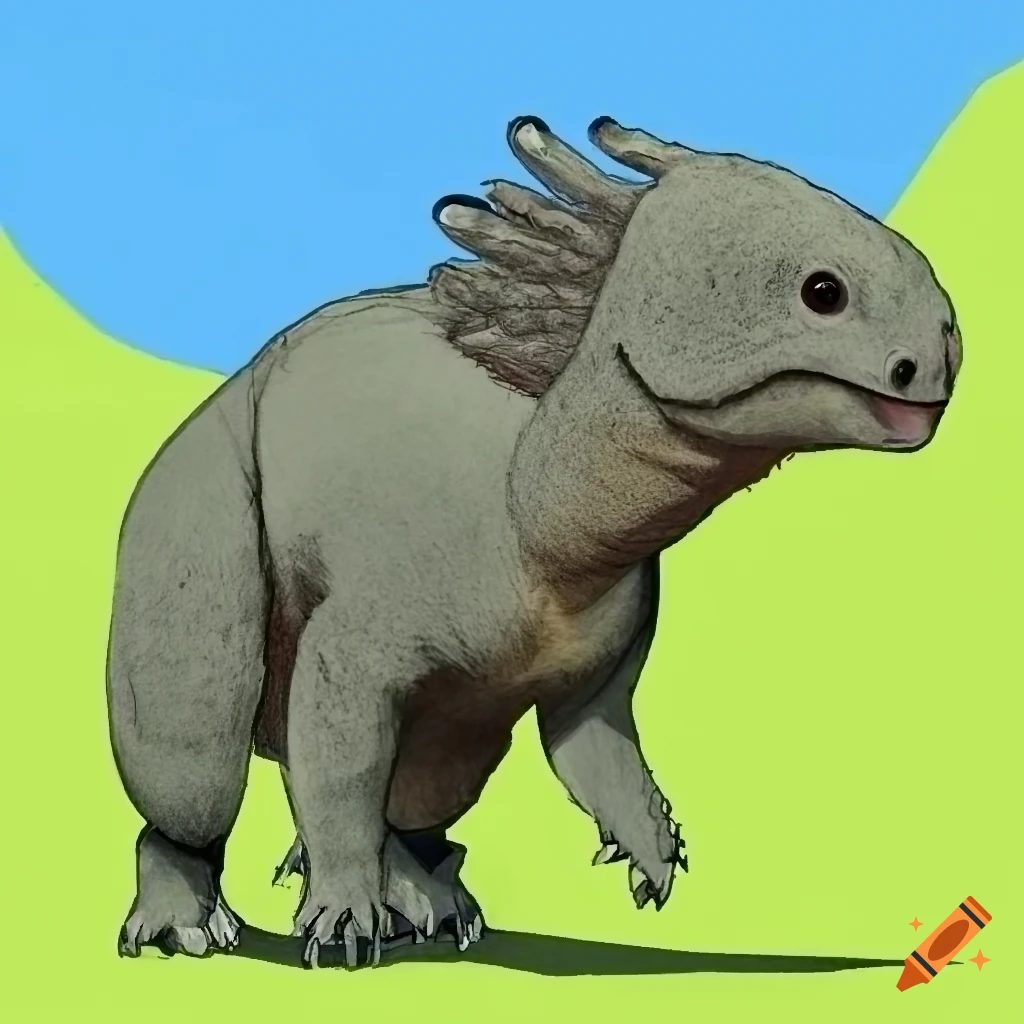 Arboreal fluffy chubby dinosaur with koala features