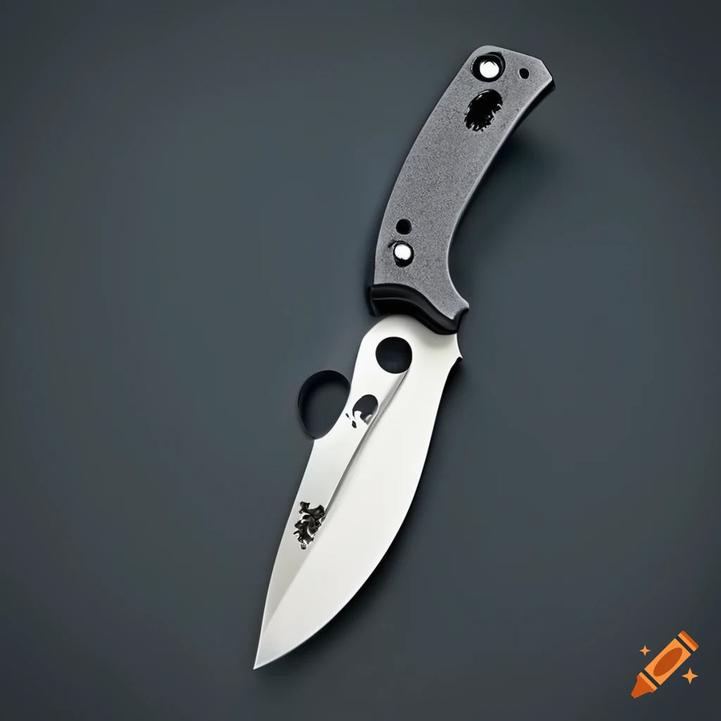 Spyderco jackknife on a futuristic dark glass steel table
