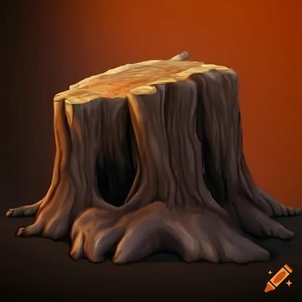2D game scene with a dark stump