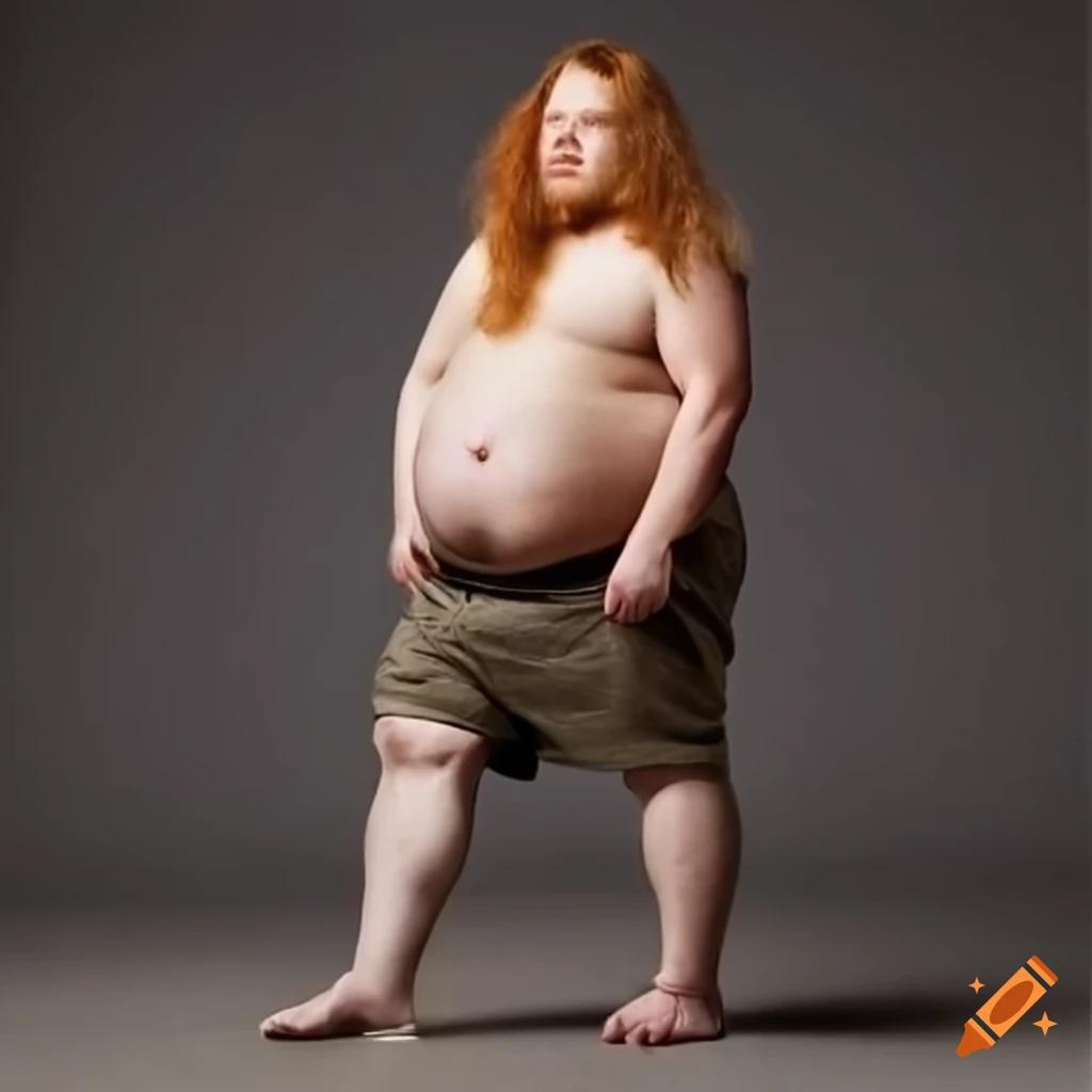 Overweight small man with long ginger hair