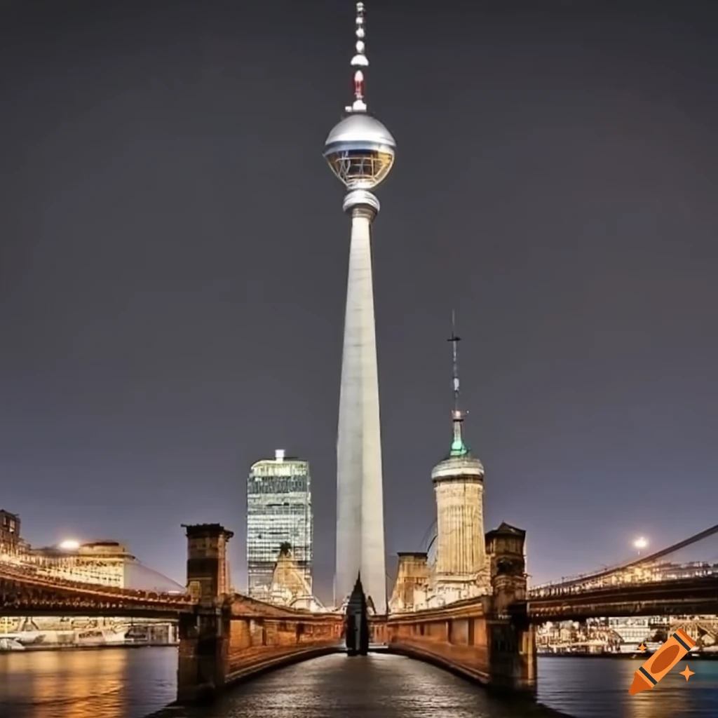 Brooklyn Bridge with Berlin TV Tower in the background