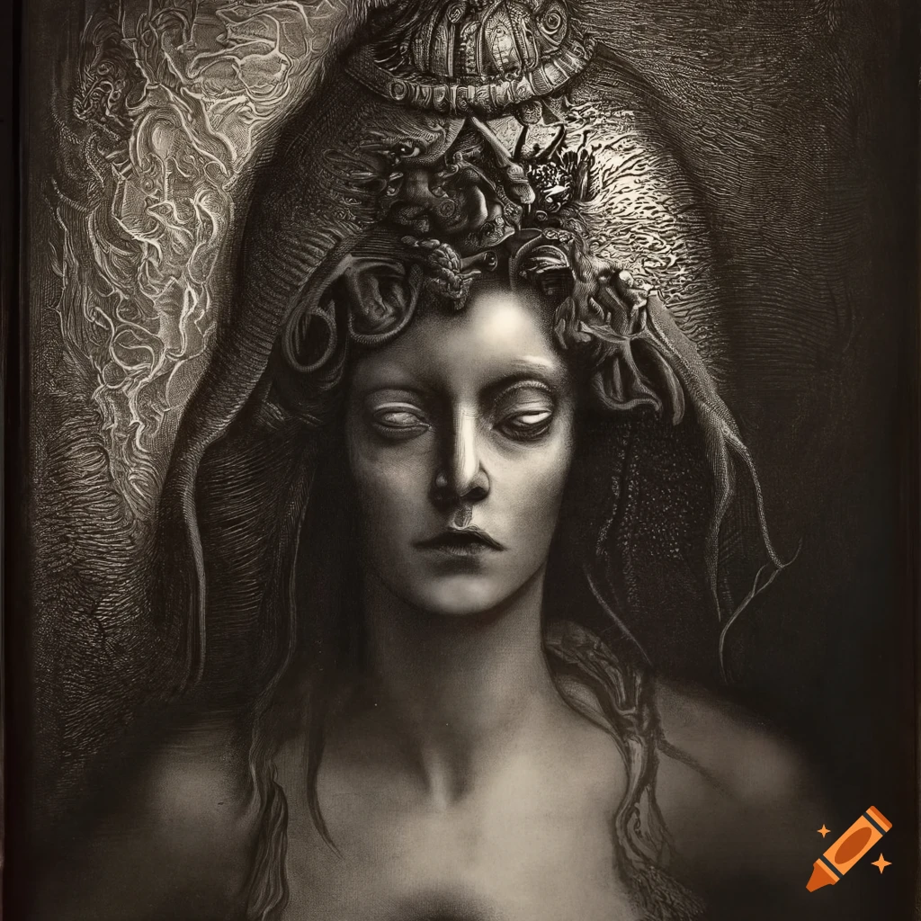 Surreal mezzotint artwork with a renaissance vibe in high resolution