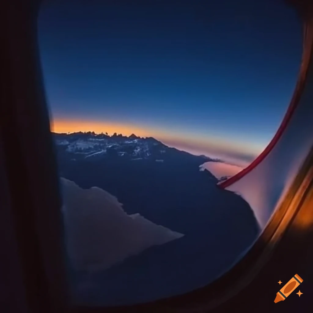 Window view of a plane arriving in Huaraz at night