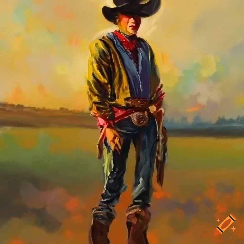 Cowboy in Victorian style painting