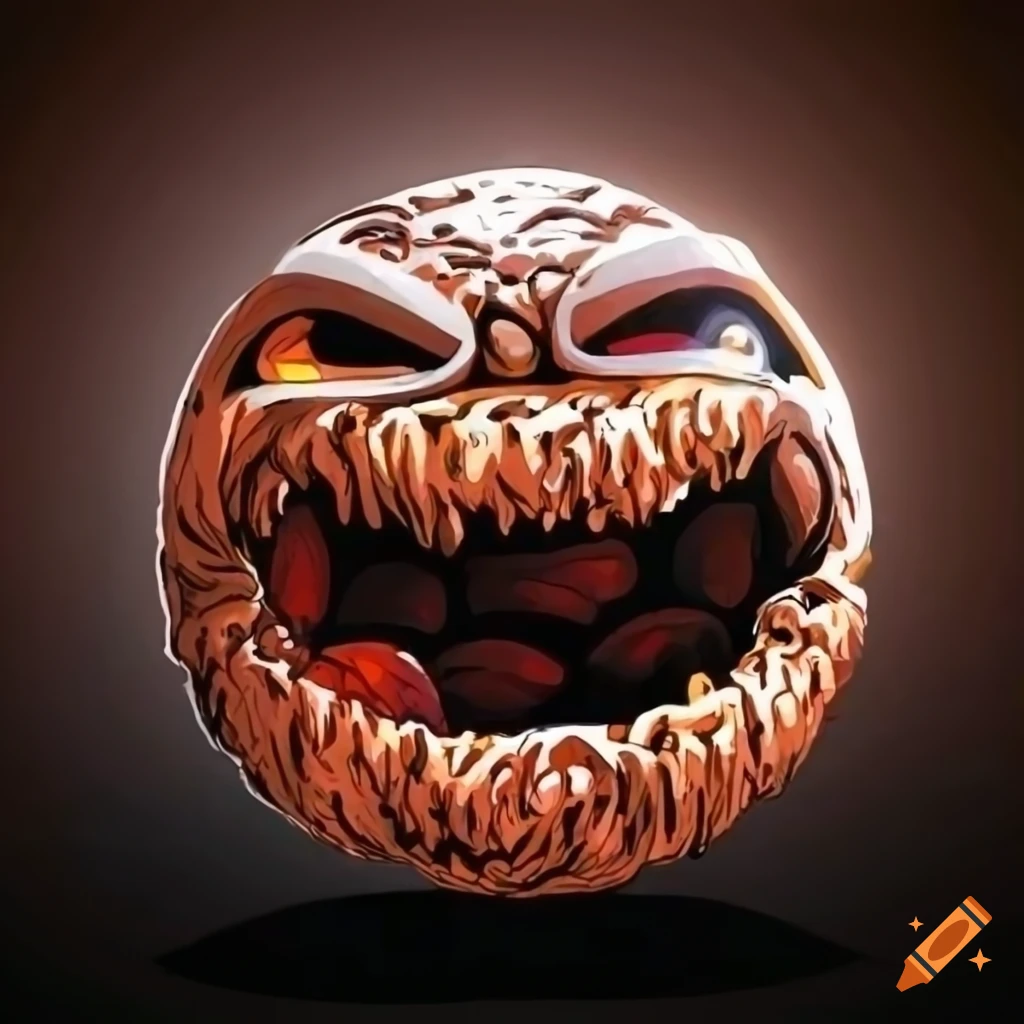 80s cartoon style brown monster resembling Nintendo Mario in the style of Madballs