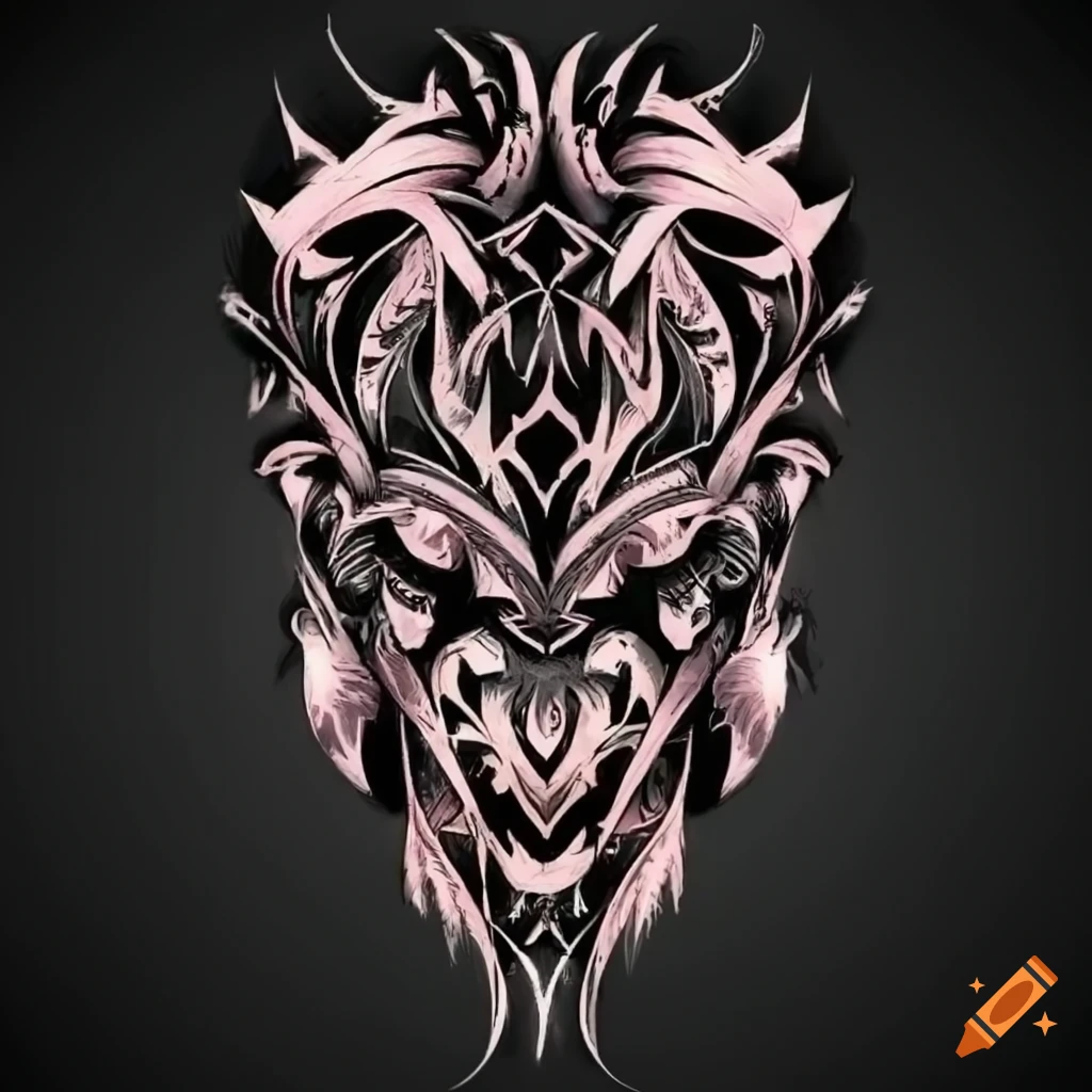 Intricate tribal tattoo design on a blank background