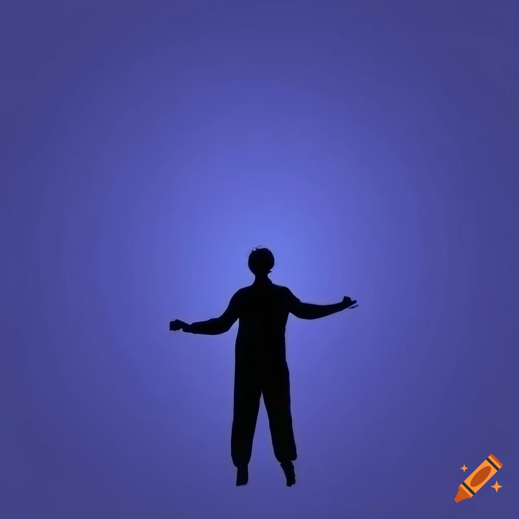 Silhouette of a man floating and worshipping under the night sky on Craiyon