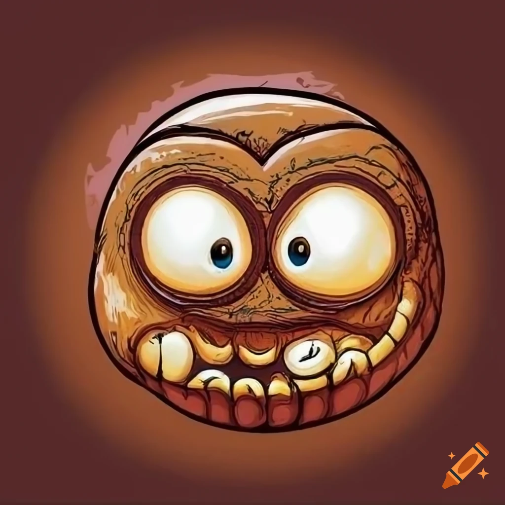 80s cartoon style brown monster resembling Nintendo Mario in the style of Madballs