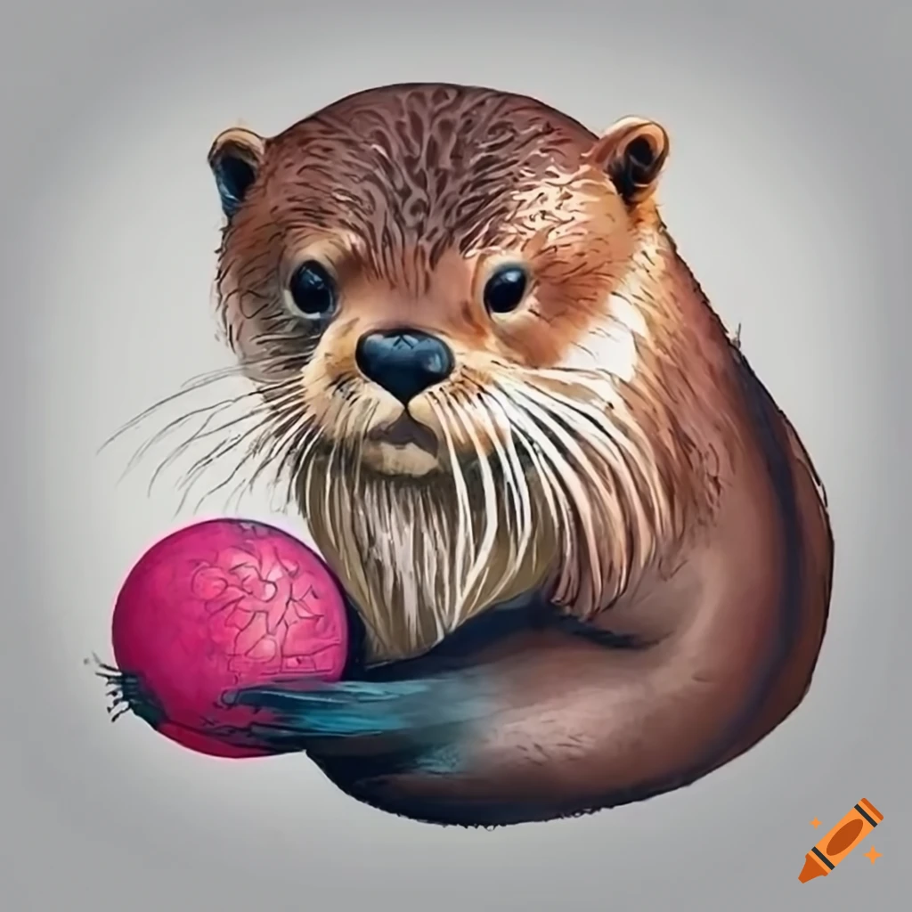 Otter playing with a ball