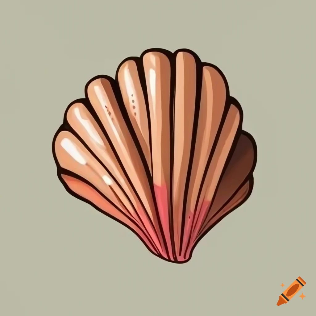 Simple seashell cartoon icon on transparent background