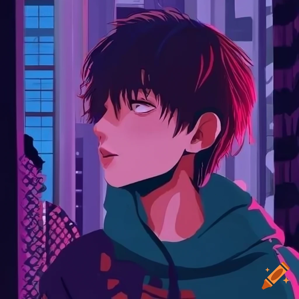 Boy studying Studio Ghibli art