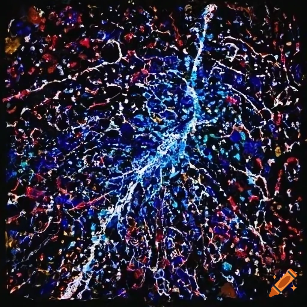 Stained glass mosaic lightning pointillism painting