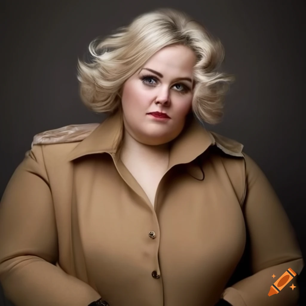 Baroque style portrait of a plus size woman with short blonde hair