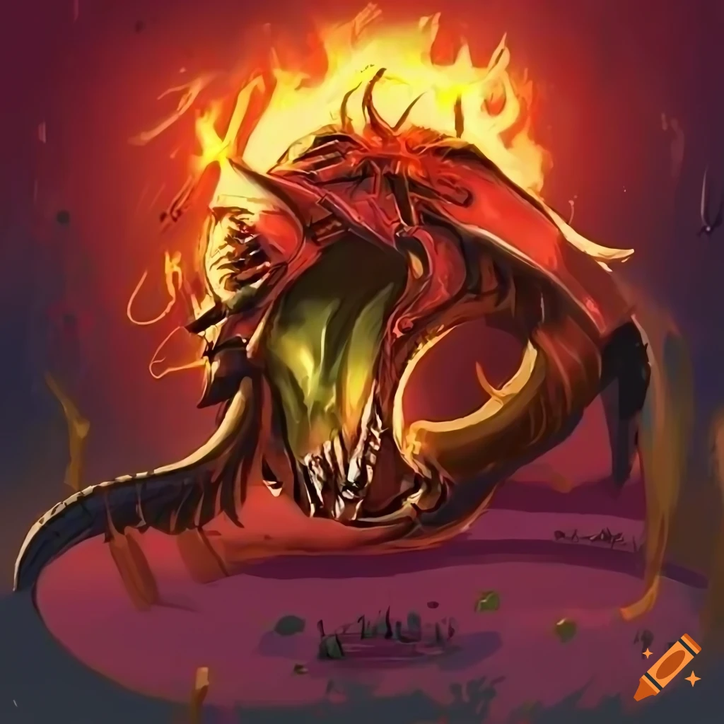 Fiery machine in fantasy art style