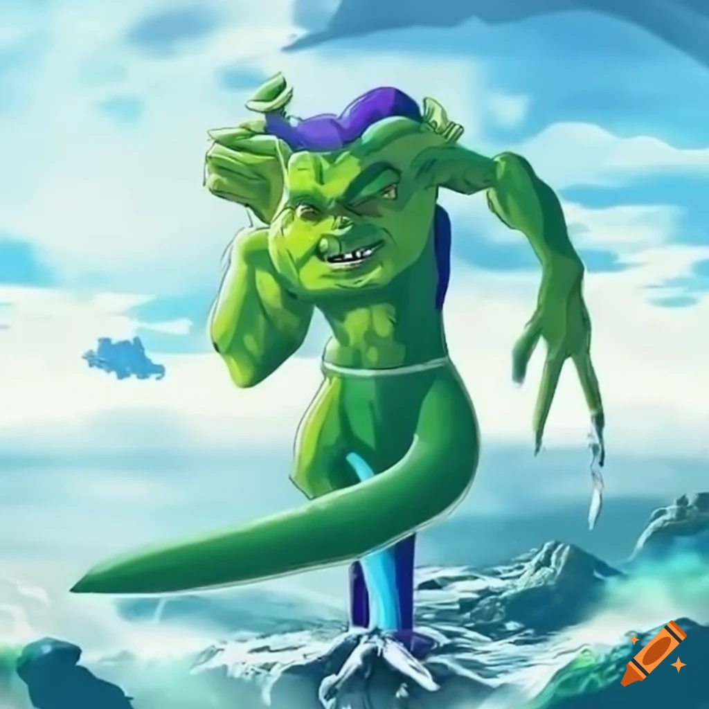 Fusion of Shrek and Dragon Ball Z's Frieza character