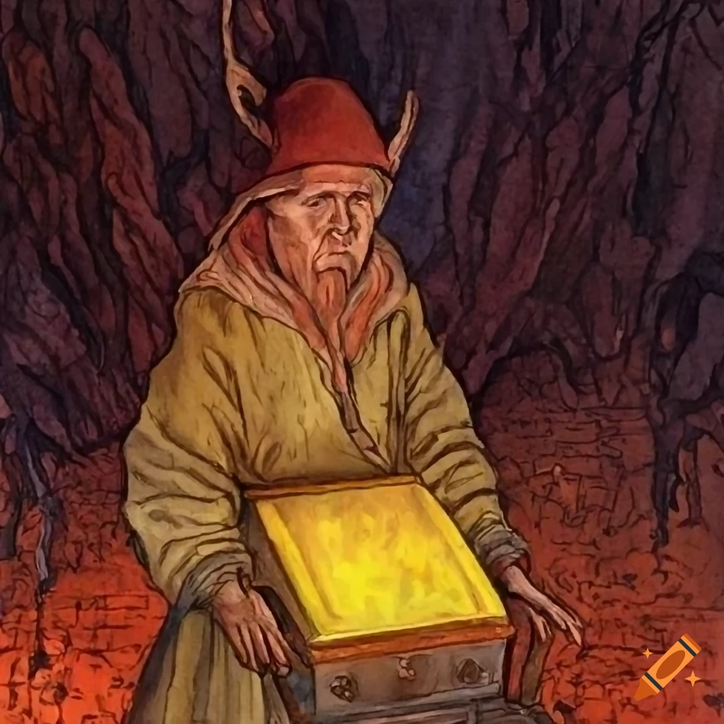 Rat peasant carrying a casket of gold in a moebius style artwork