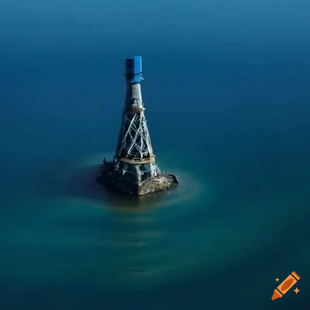 Powerline tower in the sea