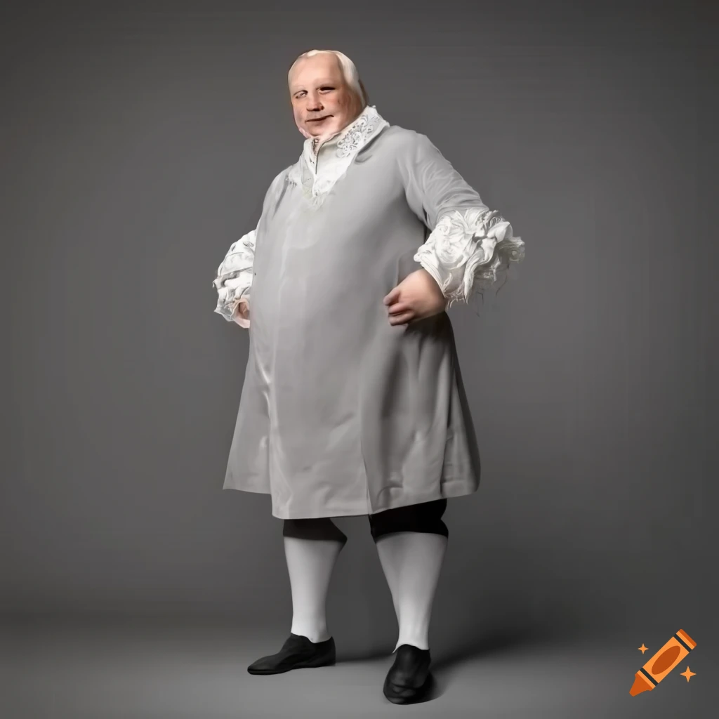 Baroque-style realistic portrait of a plus-size mature man in 17th-century attire
