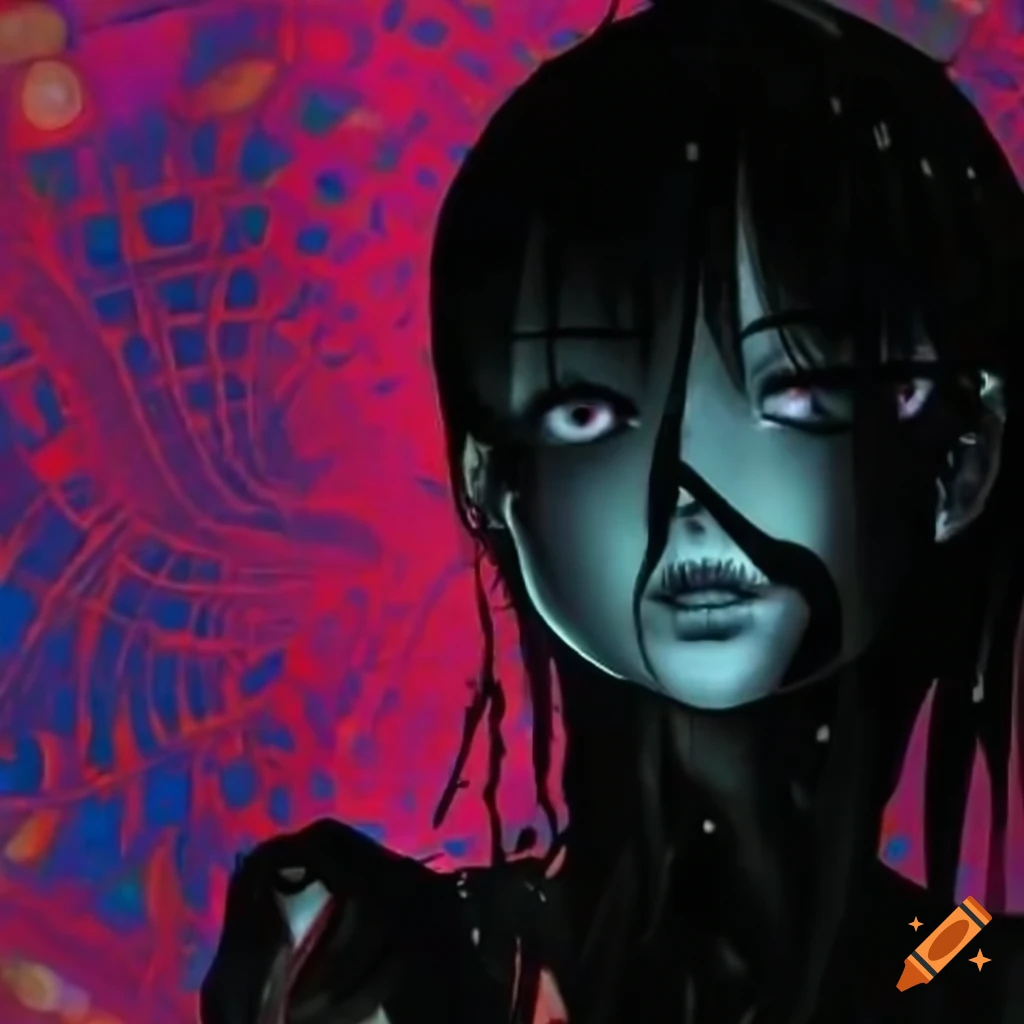 Anime girl optical illusion breakcore album cover
